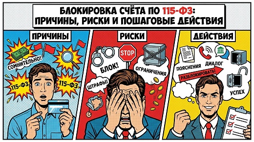 Блокировка счёта по 115‑ФЗ: причины, риски и пошаговые действия